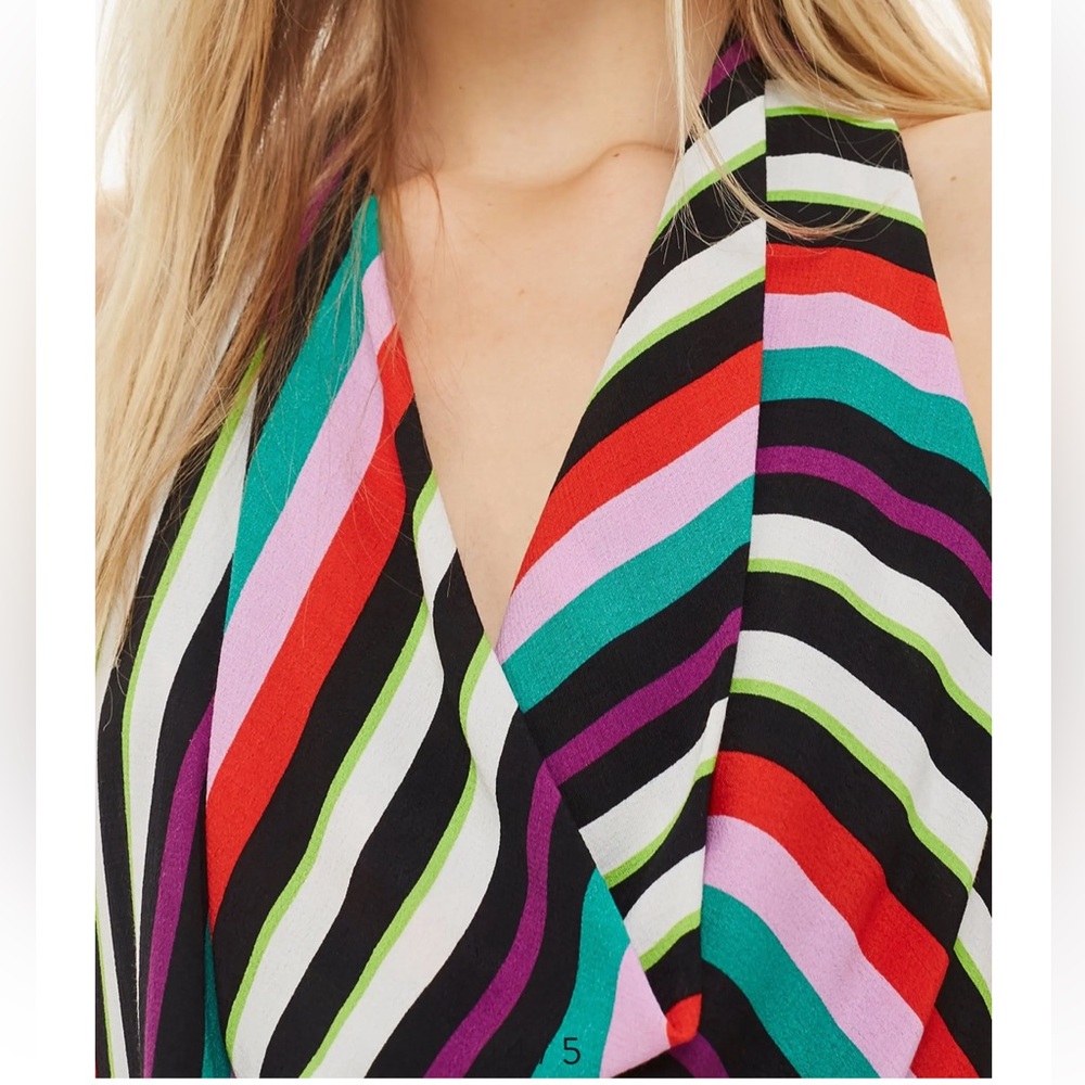 Topshop Asymmetrical Striped Dress - Black, Pink, Green, Blue - Picture 5 of 8